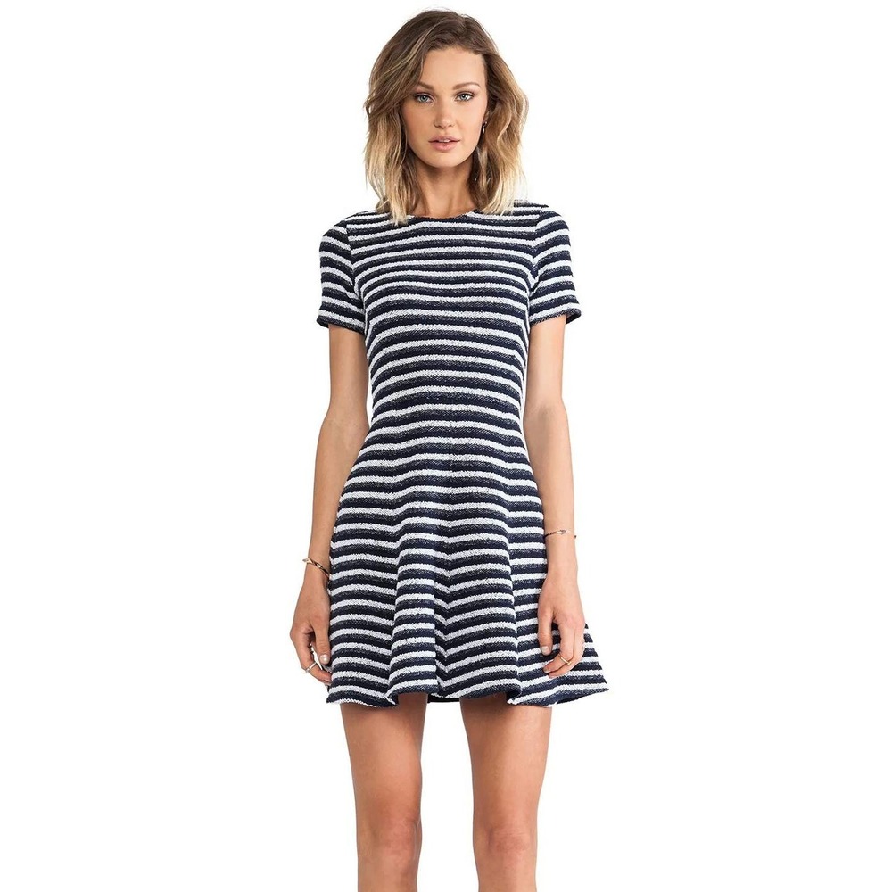THEORY Albita Guarda Dress Size 2 Navy White Stripe Swiftie Old Money Knit $315 - Picture 2 of 8